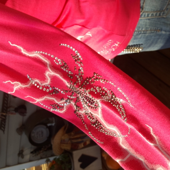 VANCE BIKERWEAR ♡ Pink L|S Spiders|Volts Graphics Studs|Rhinestones|Chains Top S - Picture 9 of 17